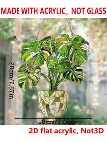 1 chiếc trang trí hình rùa treo bằng acrylic hình lá cây - Nghệ thuật trang trí tường cây nhiệt đới, thích hợp cho nhà, văn phòng hoặc sân vườn, đồ trang trí hình rùa bằng acrylic hình lá cây độc đáo (Vui lòng bóc lớp màng bảo vệ trước khi sử dụng, chất liệu là acrylic, không phải thủy tinh) - màu xanh lá - Xem 12