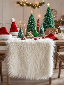 1 chiếc khăn trải bàn giả lông mềm mại màu trắng mùa đông, trang trí nhà cửa, khăn phủ bàn ăn tiệc tùng ngày lễ cho bàn cà phê và bàn trang điểm, trang trí sinh nhật lễ hội màu trắng mềm mại, khăn trải bàn theo chủ đề, trang trí bàn ăn nhà bếp ngày lễ cho tiệc tại nhà, trang trí phòng, trang trí tiệc ngày lễ, sử dụng trong nhà/ngoài trời cho bữa ăn ngày lễ - trắng - Xem 3