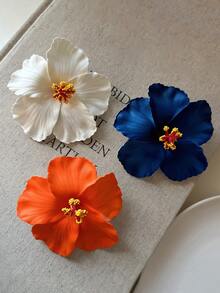 3个/1个装 女士蓝色、橙色、白色 7.5厘米/2.95英寸扎染仿花发夹，时尚百搭高端优雅简约纯色发夹，适合日常、休闲、派对、通勤、度假、扎马尾、盘发、洗脸、化妆等场合，可作发饰、发爪、发夹、发卡，也适合上学、大学、度假等场合，是女士发饰、头饰、发卡的理想之选。 - 彩色 - 查看 8