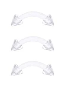 3件套休闲塑料尖刺穿刺饰品套装，男女通用，适合日常通勤；20G鼻钉，16G唇钉，透明穿刺固定器，唇环，眉环，塑料工业杠铃，工业杠铃固定器，耳骨耳环 - 透明 - 查看 14