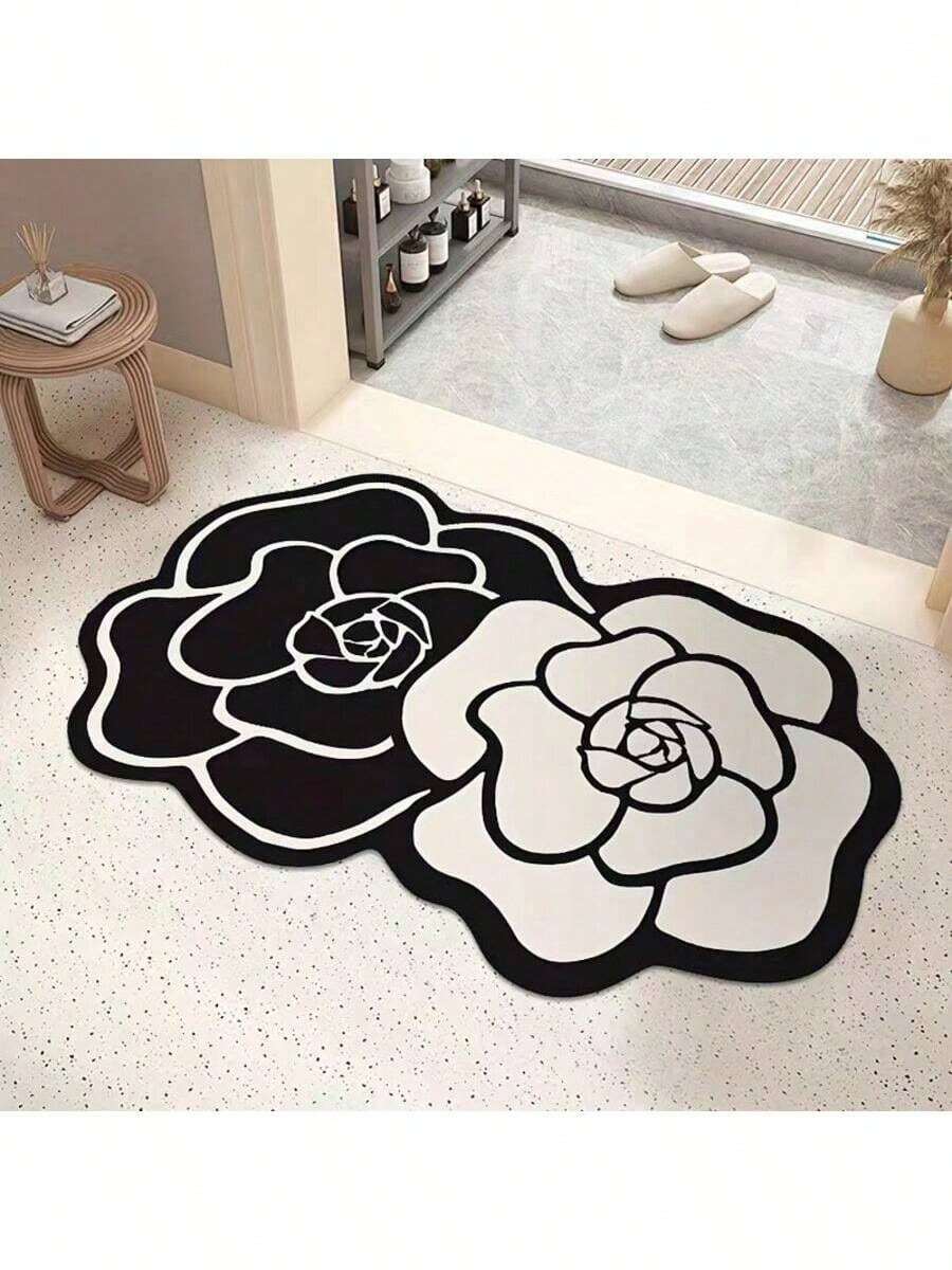 Thảm nhà tắm họa tiết bướm và hoa dày 0,3cm có thể giặt được, thảm chống trượt, thấm hút nhanh và khô nhanh, thảm mềm mại cho phòng tắm, phòng ngủ, nhà bếp, phòng giặt ủi, trang trí nhà bếp - Loại A - Xem 1