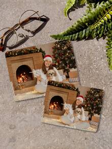 1pc Customized Christmas Photo Glasses Cloth, Personalized Microfiber Lens Cleaning Cloth, Suitable For Glasses, Glasses, Phone Screens, Camera Lenses, Gift Cloth, Personalized Christmas Gift For Family, Friends, Men, Women, Couples, Colleagues, Customized Holiday Souvenir Gift, Decorations, Christmas Gift, Available In 2 Sizes - Multicolor - View 2