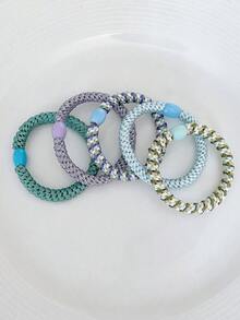 5pcs/Set Twisted Hair Tie Elastic Hair Tie Colorful Knitted Rubber Bands Women Hair Accessories, Hair Tie ,Hair Accessories, Ponytail Holders, Hair Elastics, Hair Bobbles ,Hair Rope Hair Ties Head Accessories - Multicolor - View 24