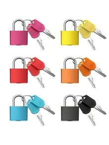 6/3/1pcs Mini Padlock Travel Suitcase Lock 1.25 Inch With 2 Keys, Multi-Color Key Chain Lock, Metal Small Luggage Lock, Suitable For Gym Locker, Backpack, Laptop Bag - Multicolor - View 10