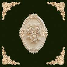 5 pezzi Decorazioni in legno intagliate a forma di rosa non dipinte, 21 x 15 cm, adatte per armadi, porte, mobili, pareti, ingressi, uffici, vacanze, decorazione fai-da-te