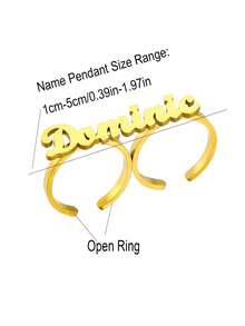 1 chiếc nhẫn thép không gỉ khắc tên cá nhân, nhẫn đôi cỡ lớn dành cho nữ, nhẫn đôi màu vàng thời trang cho các cặp đôi, tên có thể tùy chỉnh, kiểu dáng tối giản hàng ngày, kèm hộp quà, lý tưởng cho Ngày Valentine, Sinh nhật, Ngày của Mẹ. - Vàng - Xem 7