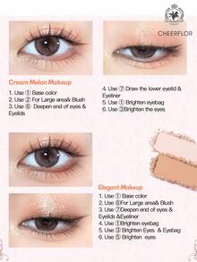 CHEERFLOR GIRLS BOWKNOT Makeup Palette, Matte Shimmer Powder Eyeshadow Pallet, Highly Pigmented, Long-Lasting Bright Shimmer Matte Eyeshadow, Light, Smooth, With Mirror, Highlighters Contour Blush Powder All In One Makeup Pallet - CFR1156 - View 5