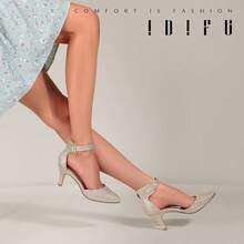 Women's IN3 D'Orsay Pumps Low Kitten Heels For Women Dress Shoes Pointed Closed Toe Wedding Bride Ankle Strap Dressy Silver Black Nude White Gold Heels For Women-2025 - 金色亮片 - 查看 10