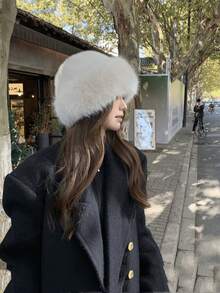 Faux Fur Fashion Hat, New Fluffy Hat, Women's Winter Fluffy Hat, Thickened Bucket Hat Design, Suitable For Women's Autumn/Winter Warmth, Cute Fluffy Hat, Winter Outfit, Warm Headwear, Solid Color Cute Versatile Bucket Hat, Fluffy Mongolian Hat, Women's Autumn/Winter Warm Cute Fluffy Hat, Christmas Decor, Solid Color Fluffy Bucket Hat, Thickened Fluffy Warm Ear Protection Hat, Suitable For Daily Outings - Multicolor - View 5