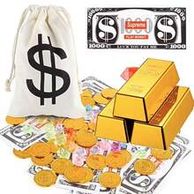 9999纯金条道具，装饰金砖，恶作剧玩具，闪亮逼真金条模型，摄影装饰，恶作剧道具，礼品装饰，生日礼物，圣诞礼物，新年礼物，完美礼物 - 彩色 - 查看 8