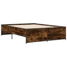 vidaXL Bettgestell Räuchereiche 135x190 cm Holzwerkstoff und Metall
