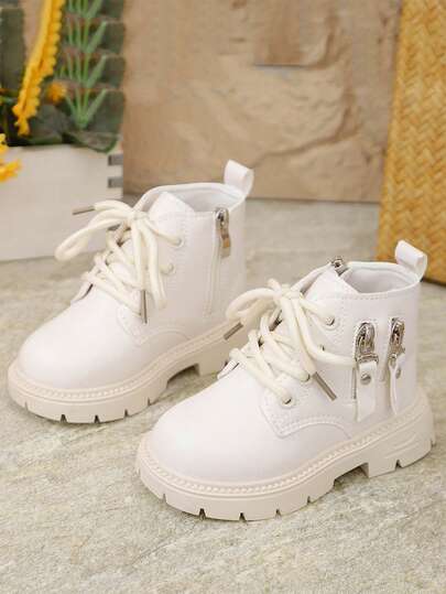 1 双女童秋冬款靴子，大童休闲高帮靴，学生街头风格短靴，幼儿防滑软底靴，男童英式低帮短靴