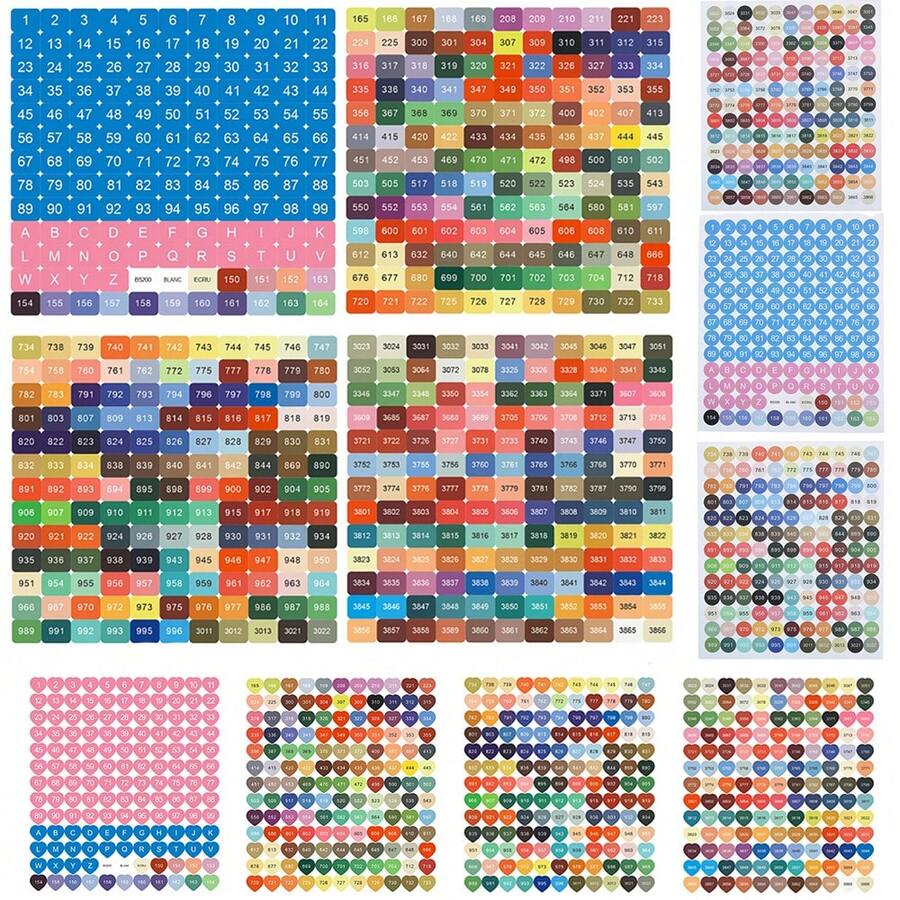 1套/4入組彩色號碼貼紙,dmc 447標籤適用於多色鑽石畫儲存盒,鑽石畫標籤 - 彩色 - 查看 1