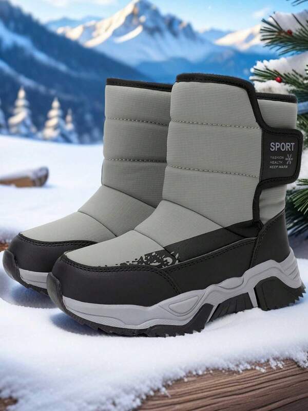 AFBB Children's Snow Boots, Warm Winter Snow Shoes For Boys, Waterproof And Anti-Slip For Teenagers, Thick Plush Boots For Girls And Girl, Outdoor Warm Shoes For Boy, Suitable For Cold Weather, Walking, Camping, Hiking And Skiing. The Hook-And-Loop Side Opening Makes These Snow Boots Easier To Put On And Take Off. The Textured Outsole Provides Anti-Slip Traction.