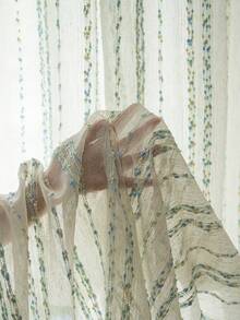 1 件亚麻现代亚麻纱窗帘 - 日式亚麻风格，杆袋设计，适用于客厅和卧室 - 透明滤光窗帘，客厅窗帘，卧室窗帘 - 咖色 - 查看 2