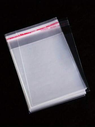 50pcs/100pcs Random Clear Self-Adhesive OPP Bags, Cellophane Bags Transparent Small Plastic Bags,Mini Gift Packaging Bags For Jewelry ,Candy, Cards