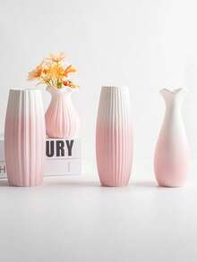 1Pc Pink Ceramic Vase Flower Vase Minimalism Style For Modern Table Shelf Home Decor, Fit For Housewarming, Weddings, Birthday, Christmas, Thanksgiving, New Year Room Decor Glass Vase - Pink - View 8