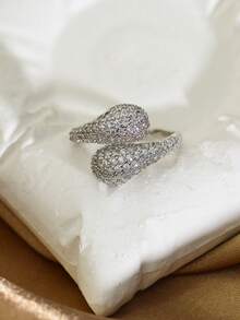 خاتم قطرة ماء مطلي بالذهب عيار 18 قيراط مرصع بأحجار الزركونيا، مناسب للنساء للاستخدام اليومي والمناسبات والأعياد والسفر كهدية