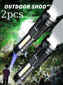 1/2/4pcs Outdoor Portable Multifunctional Flashlight With 8 LED Side Emergency Light, 1200mAh Rechargeable Battery, High Strength Material, 3 Brightness Modes, Zoom Function, Real-Time Battery Display, Suitable For Outdoor, Home, Camping, Cycling, Fishing, Car, Emergency Lighting - Essential Gift For Christmas, Halloween, Festivals - Upgraded Version-flashlight - View 13