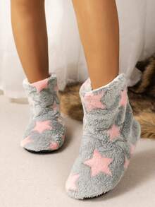 Damen Plüsch Pantoffeln, warm, leicht, bequem, leise Hausschuhe, süßes Weihnachtsdesign