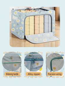 1 PIEZA Caja de almacenamiento plegable con diseño de margarita - Colección Navidad Organizador de gran capacidad para ropa, edredones y juguetes | Caja de almacenamiento de tela plegable adecuada para la organización del hogar/dormitorio en invierno, regalo de Navidad ideal y esencial para el abastecimiento de fin de año - Multicolor - Ver 8