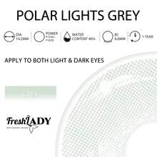 FRESH LADY Freshlady 镜片，适合在校学生，处方极光灰色彩色隐形眼镜，1 年一次性，万圣节服装角色扮演 - 淺灰色 - 查看 10