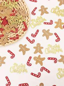 100pcs Christmas Confetti,Merry Christmas Gingerbread Man Crutch Desktop Decoration,Christmas Theme Table Party Decoration,Christmas Decoration.
