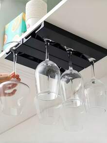 1 Piece Of Wine Glass Hanging Rack---Multi-Purpose Wine Glass Storage Rack, Easy To Install, Sturdy And Durable, With Self-Adhesive Stickers, Space-Saving, Punch-Free, Universal Cup Collector, High-Heeled Glass, Suitable For Home, Kitchen, Entrance, Living Room, Restaurant, Bar, Cabinet Under The Wine Glass Rack, Wall-Mounted Wine Rack, Storage Rack - Multicolor - View 4