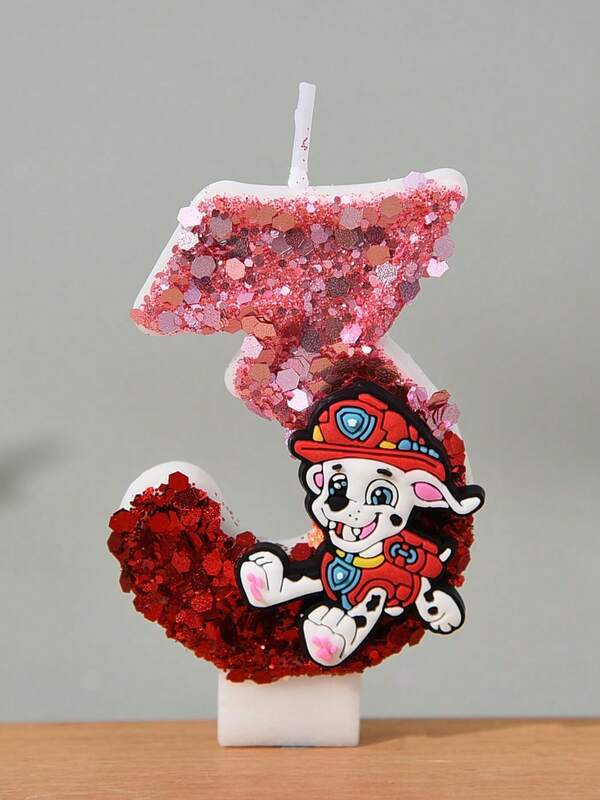 1 Stück Paw Patrol rote pelzige Geburtstagszahl-Kerze, 0-9 Zahlen-Kerzen-Set, ideal für Geburtstagstorte Dekoration und Feierkerzen. Kreative pelzige Charakterkerzen.