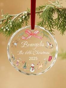 1pc Customized Children's Name Christmas Acrylic Ornament, Personalized Christmas Decoration, Customized Christmas Tree Decor, Personalized Children's Party Decoration Props, Children's Birthday Party Gifts For Girls Or Boys, Personalized First Christmas Memorabilia