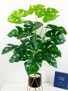 1pc Artificial 24-Leaf Turtle Back Philodendron Plant Bunch