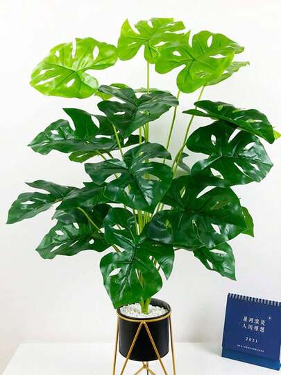 1pc Artificial 24-Leaf Turtle Back Philodendron Plant Bunch