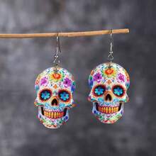 Asombrosa noche, pendientes de calavera punk rock extraña para Halloween - Acrílico, perfectos para fiestas y celebraciones, accesorio ideal para amantes de la música