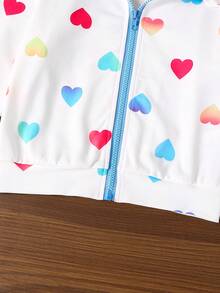 Boys' Gradient Heart Print Casual Jacket, Fashionable Outerwear For Outdoor Play, Autumn/Winter