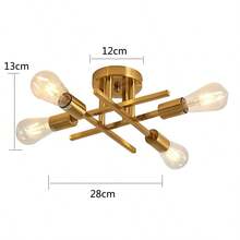 4-Head Iron Branch Ceiling Light, Minimalist Modern Design For Bedroom, Hallway, Corridor, Dining Room, Living Room - Multicolor - View 15