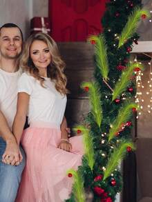 8 Stücke Weihnachtsbaum Dekorationen, thematische Heimdekoration, grüne Zweige, rote Kugeln, Pampasgras Elfen Picks, Weihnachtsdekorationen, Heimdekoration, Tischaufsatz, Vase Füllungen, Weihnachtsbaum Deko, DIY Kranz Zubehör