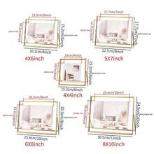 1pc Transverse Golden Metal Photo Frame, Photo Desktop Decorative Frame, Black Acrylic Transparent Stand Photo Frame, Fall Farmhouse Room Decor