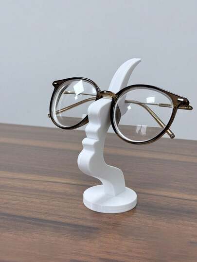 1pc Side Face Shaped Eyeglasses Holder, Unique Curved Eyeglass Stand, Plastic Material, & Artistic Storage Solution, Elevates Desk Or Nightstand Decor, Practical Minimalist Black Design, Holiday/Christmas Gift