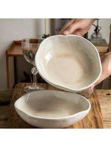 Japanese Ramen Bowl, Crackle Texture Design, Salad Bowl | Handmade Ceramic Plate | Ceramic Material, Salad Bowl, Learning Supplies