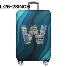 弹性行李箱套旅行箱套，带文字字母印花，适用于 18 至 32 英寸行李保护套，适用于户外旅行商务时尚图形图案，适用于男女旅行配件涤纶行李箱学生返校用品袋，适用于学校配件，行李保护器返校用品大学宿舍学生必备品，适用于男士女士假期旅行必备品户外包，适用于学校配件 - 藍色 - 查看 8