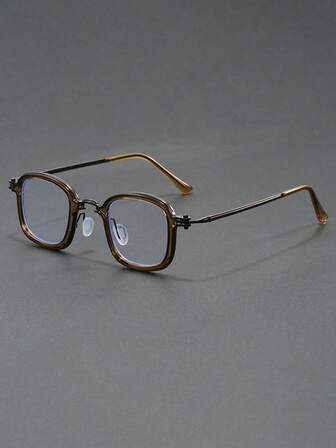 Gafas de moda retro, montura redonda de lujo para hombres con lentes transparentes y planas, gafas de metal para hombres y mujeres