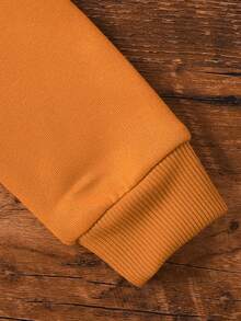 Baby Girl Fashion Shiny Diamond Heart & Letter Print Crew Neck Sweatshirt And Jogger Pants Set, Autumn/Winter - Brown - View 6