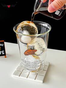 优雅的创意牛角面包图案玻璃杯，耐热饮料杯，冰咖啡杯，冰抹茶咖啡杯，果汁杯，牛奶杯 - 送给朋友的最佳礼物选择！ - 彩色 - 查看 4