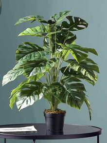 1pc Artificial 24-Leaf Turtle Back Philodendron Plant Bunch