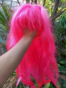 Long Wig Costume Party Cosplay Halloween Carnival - Màu Hồng Tươi - Xem 3