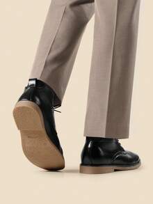 Men's Derby Oxfords Chukka Boots Formal Business Casual Leather Shoes - 黑色 - 查看 6