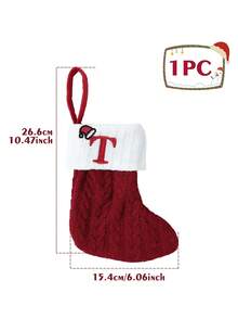 1pc Red Christmas Hat Letter Knitted Socks, English Letters Hanging Stockings, Suitable For Party Decoration 2026 New Year Party Favors Supplies, Baby's Room Decoration, Home Nursery Hanging Decorations, Personalized Initial Xmas Stocking, Family Holiday Xmas Home Room Decor, Xmas Tree Ornaments, Xmas Eve Surprise Gifts Package Xmas Costumes, Baby Xmas Gift, Babe Party Favor - Christmas Hat Letter Knitted Socks - View 22