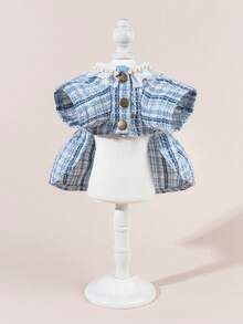 1 套带蝴蝶结的宠物薄纱连衣裙，可爱时尚印花连衣裙 + 蝴蝶结宠物服装，弹力网眼公主宠物连衣裙，适合狗和猫 - 彩色 - 查看 4