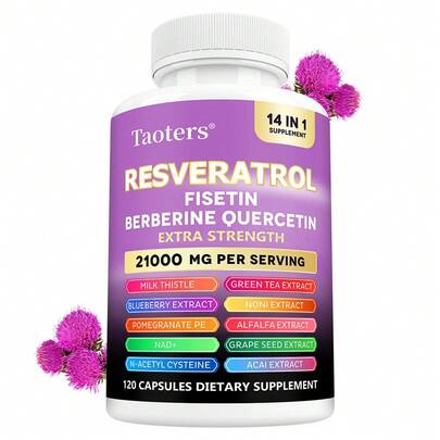 Resveratrol 21000mg/serving - containing berberine, quercetin, and grape seed extract - antioxidant supplement -120 capsules