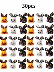 30 件万圣节糖果袋糖果派对礼品袋抽绳礼品袋万圣节糖果饼干巧克力零食袋用于捣蛋，耳带饼干袋派对礼品袋糖果、小饰品和派对礼品、糖果袋、节日礼品袋、节日设计万圣节装饰、秋季装饰、万圣节装饰 - 彩色 - 查看 10